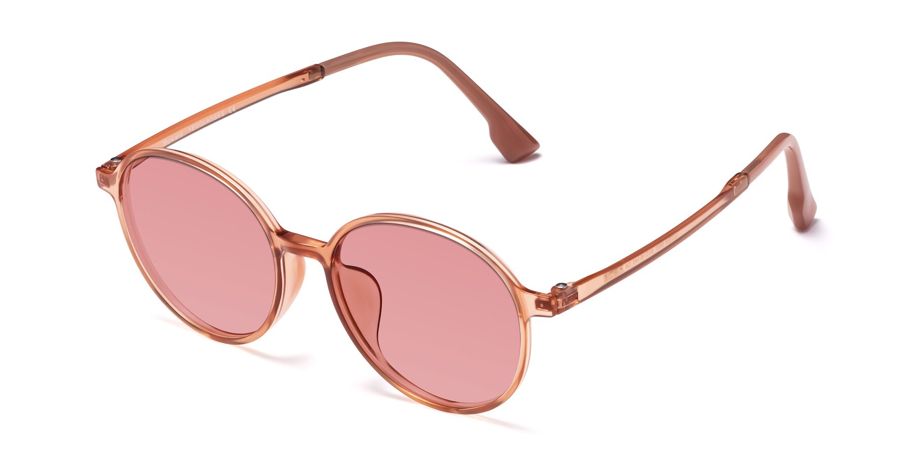 Angle of Howard in Coral with Medium Garnet Tinted Lenses