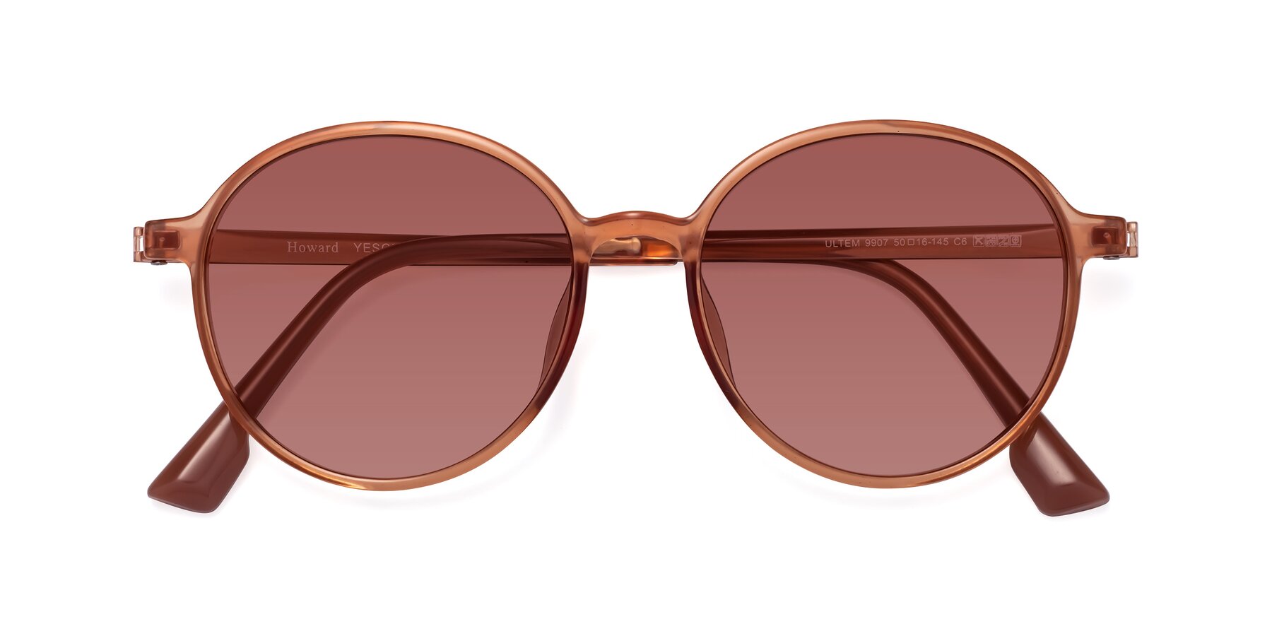 Folded Front of Howard in Coral with Garnet Tinted Lenses