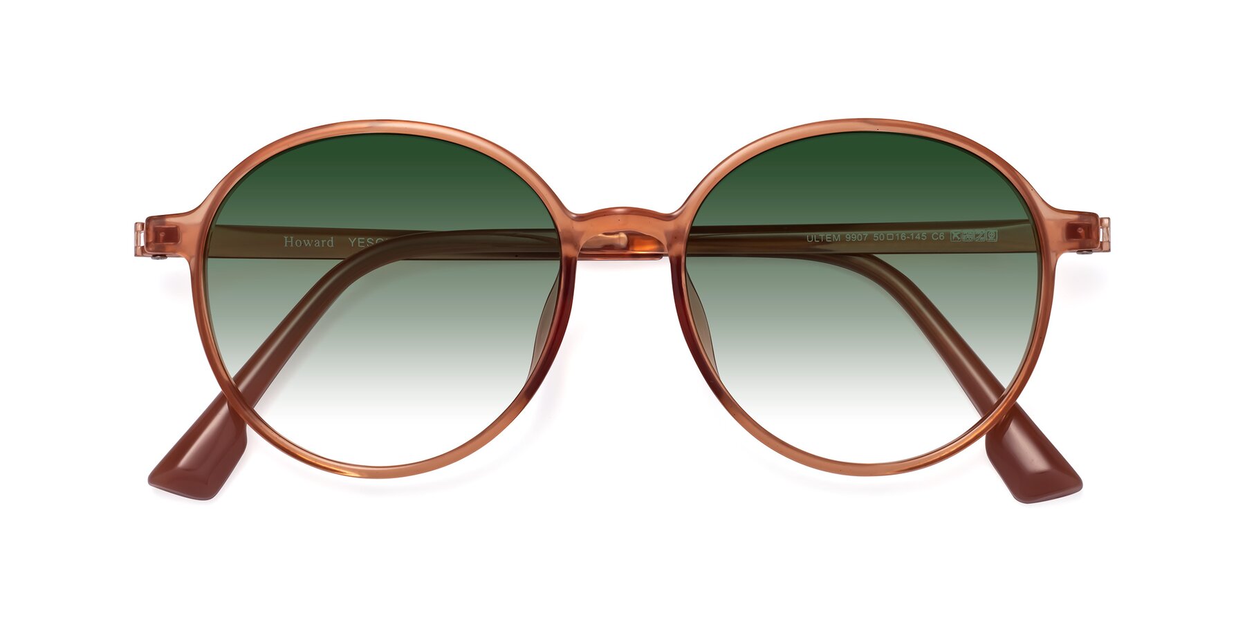 Folded Front of Howard in Coral with Green Gradient Lenses