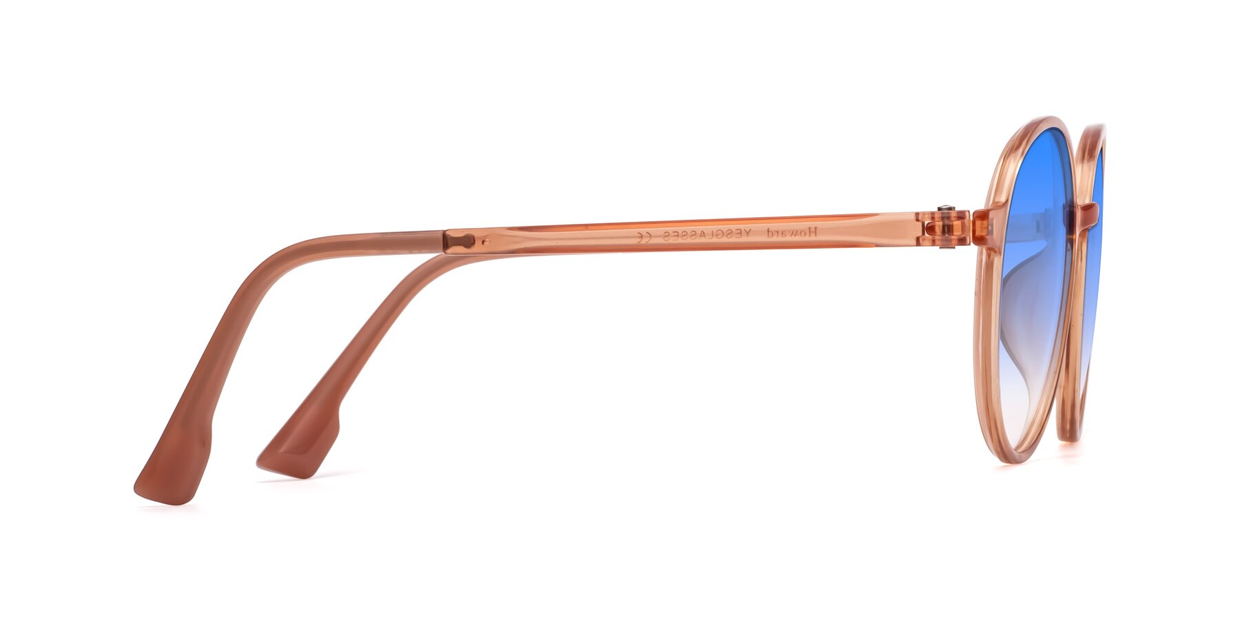 Side of Howard in Coral with Blue Gradient Lenses