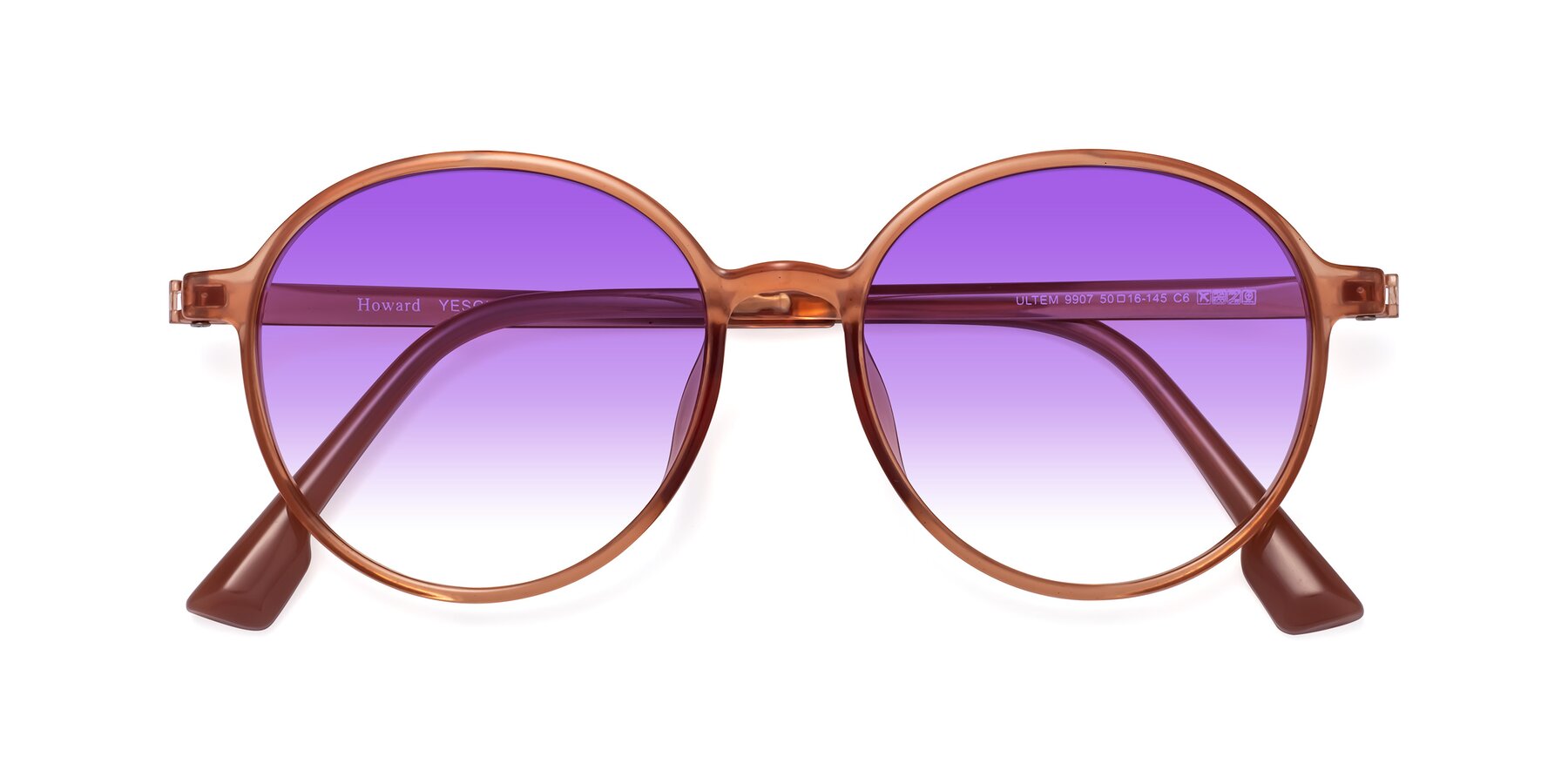 Folded Front of Howard in Coral with Purple Gradient Lenses