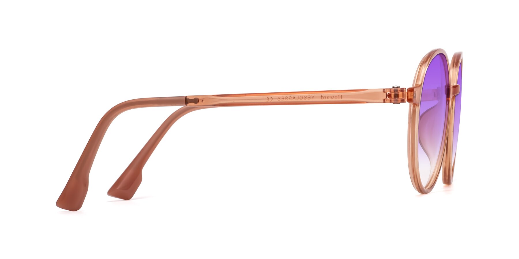 Side of Howard in Coral with Purple Gradient Lenses