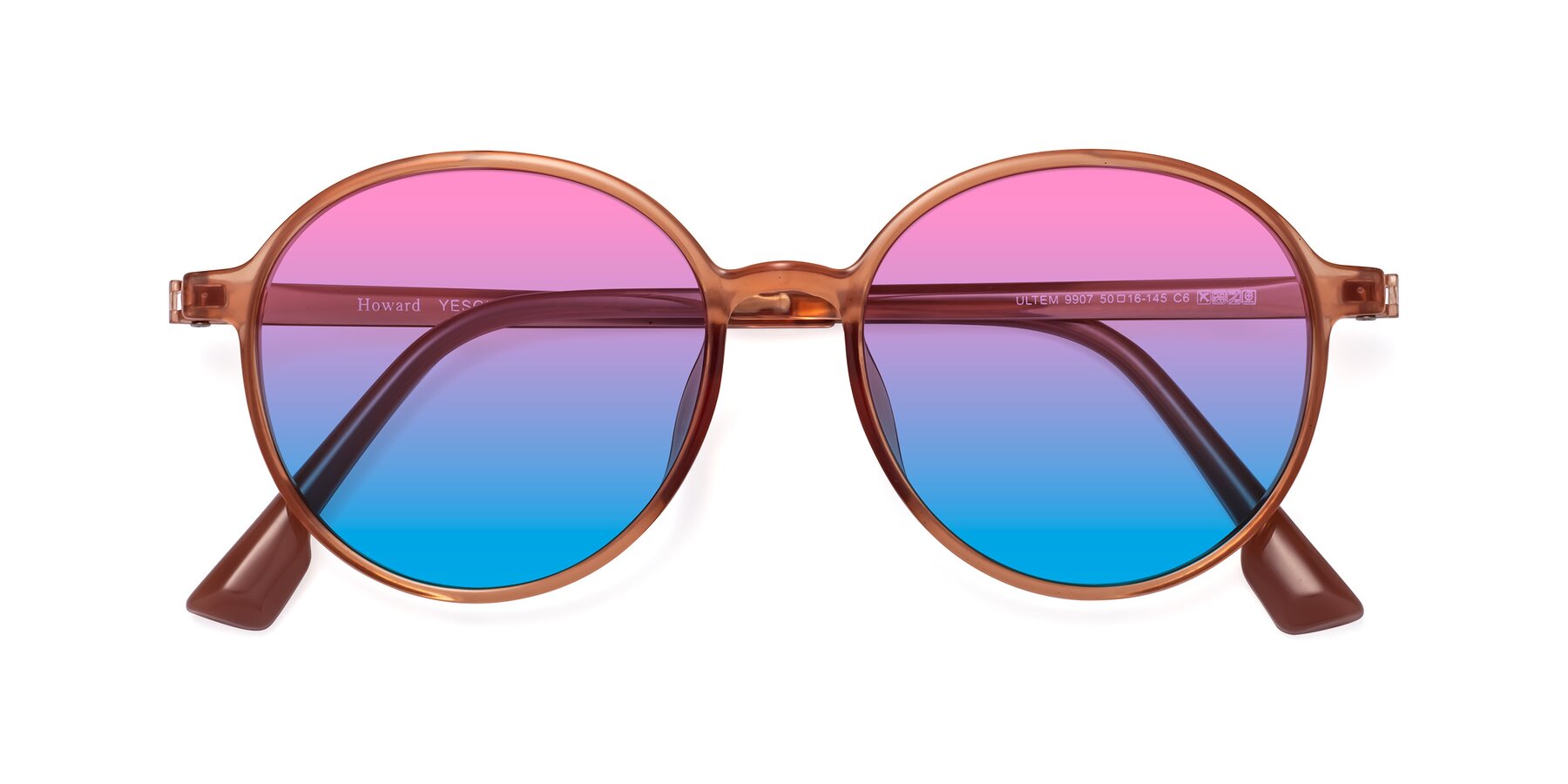 Folded Front of Howard in Coral with Pink / Blue Gradient Lenses
