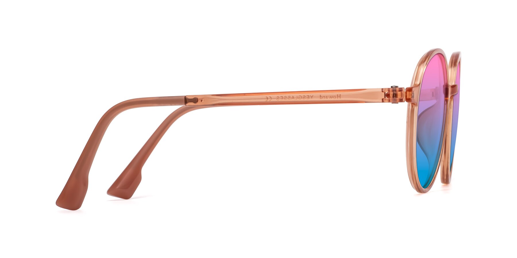 Side of Howard in Coral with Pink / Blue Gradient Lenses