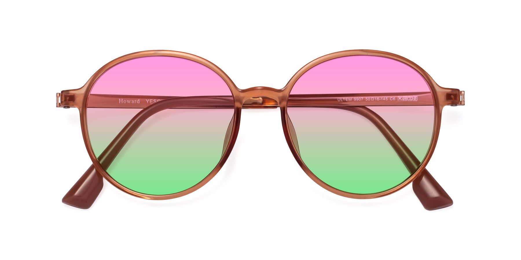 Folded Front of Howard in Coral with Pink / Green Gradient Lenses