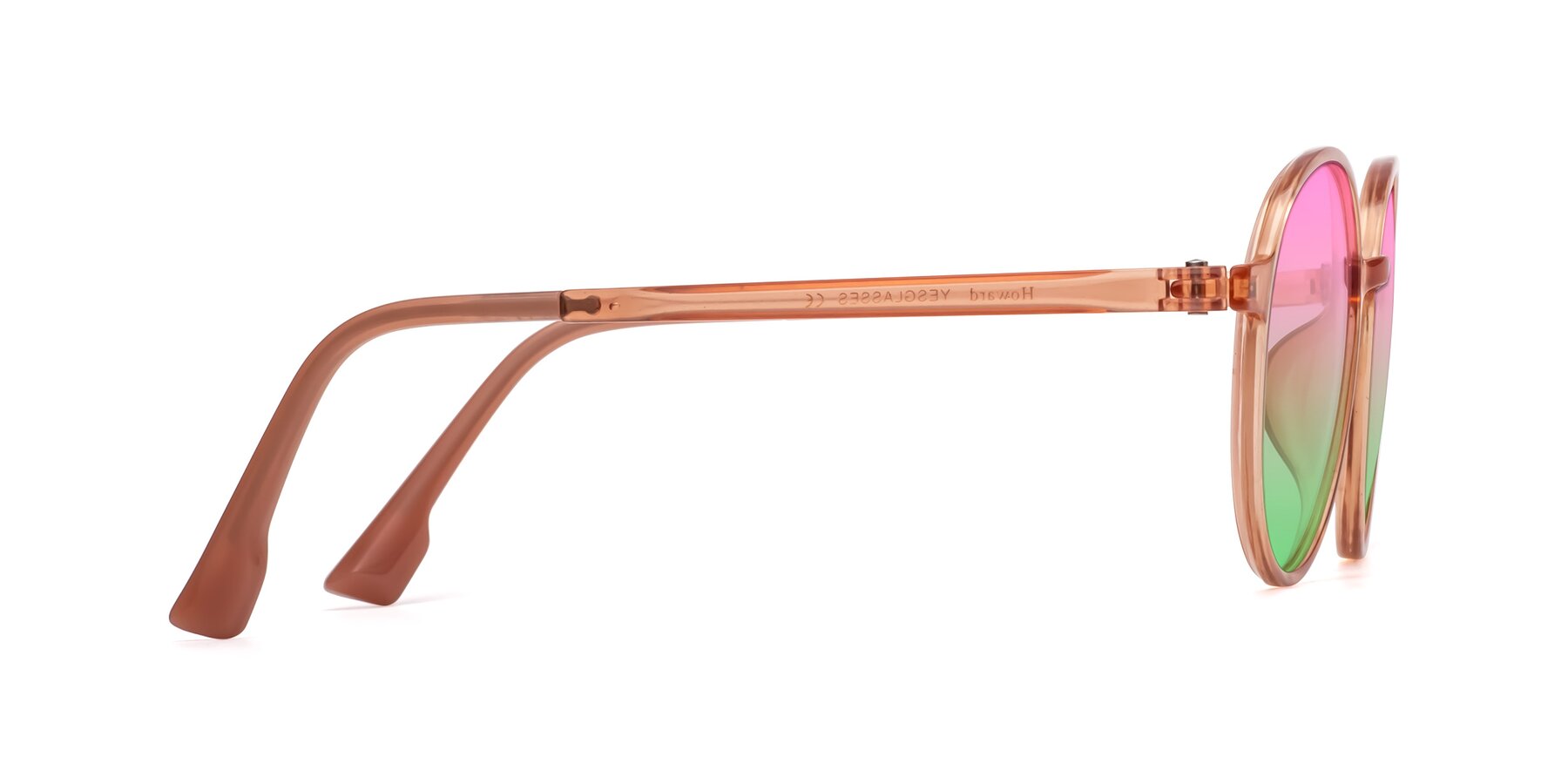 Side of Howard in Coral with Pink / Green Gradient Lenses