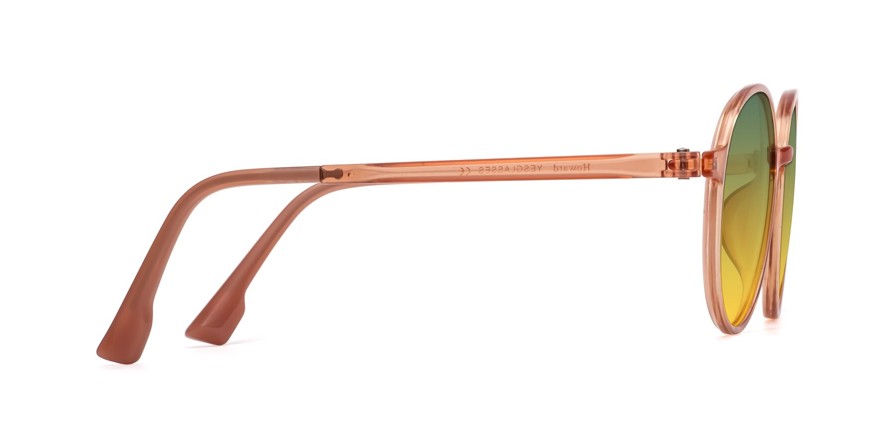 Side of Howard in Coral with Green / Yellow Gradient Lenses