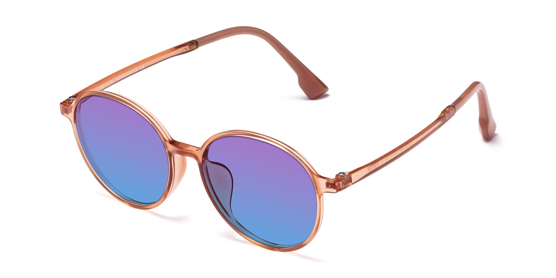 Angle of Howard in Coral with Purple / Blue Gradient Lenses