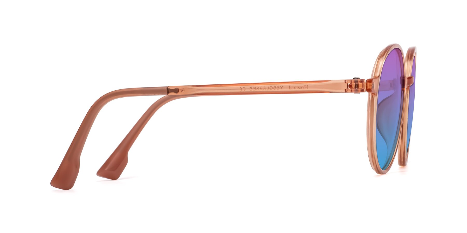 Side of Howard in Coral with Purple / Blue Gradient Lenses
