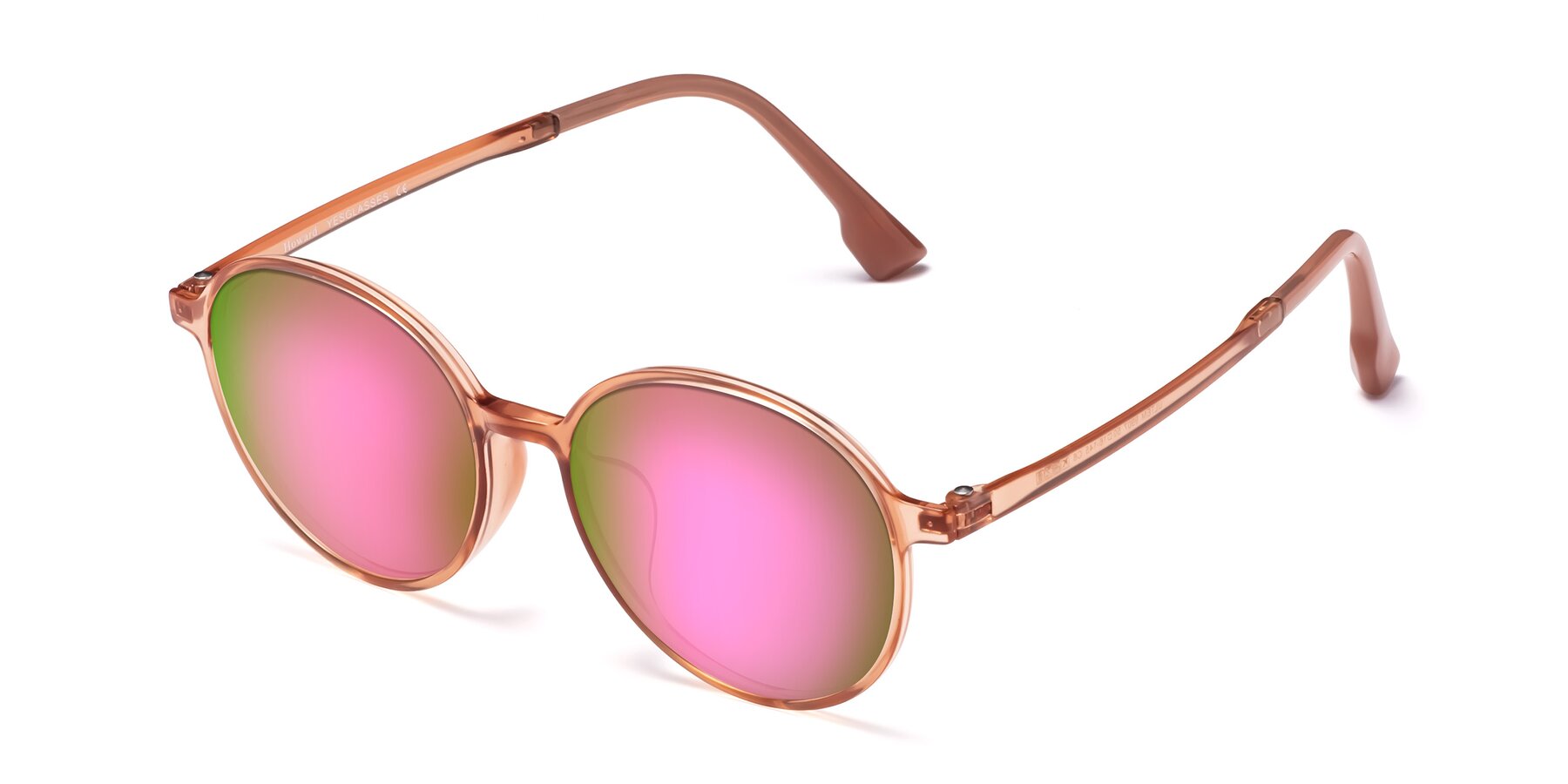 Angle of Howard in Coral with Pink Mirrored Lenses