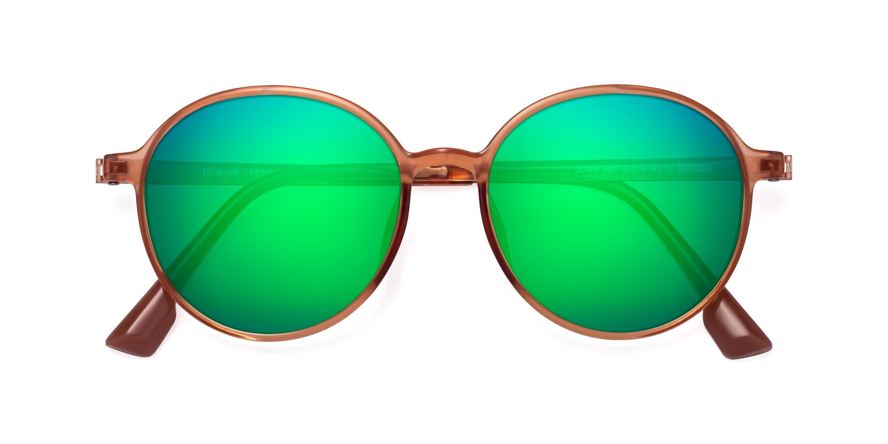 Folded Front of Howard in Coral with Green Mirrored Lenses