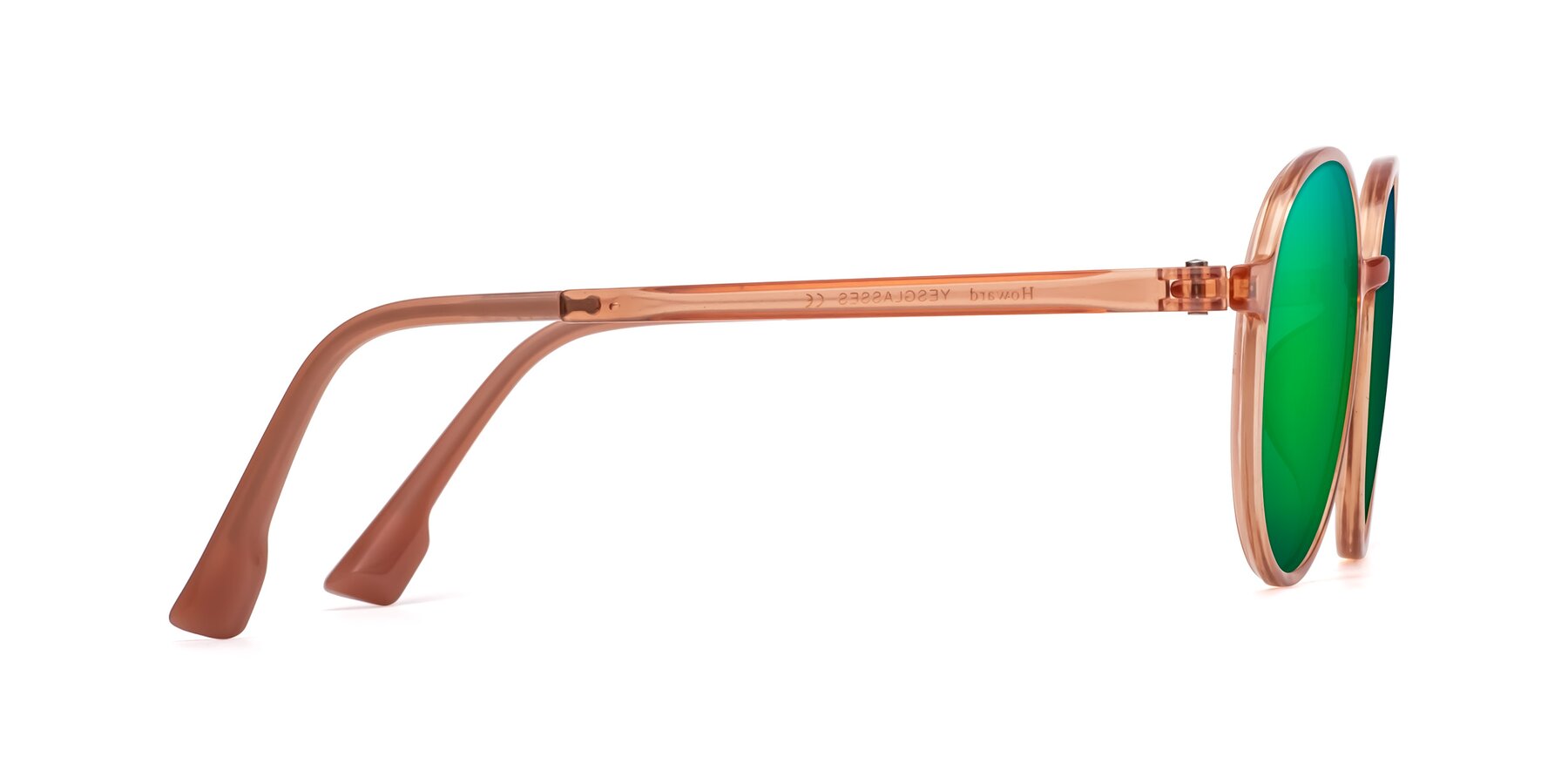 Side of Howard in Coral with Green Mirrored Lenses