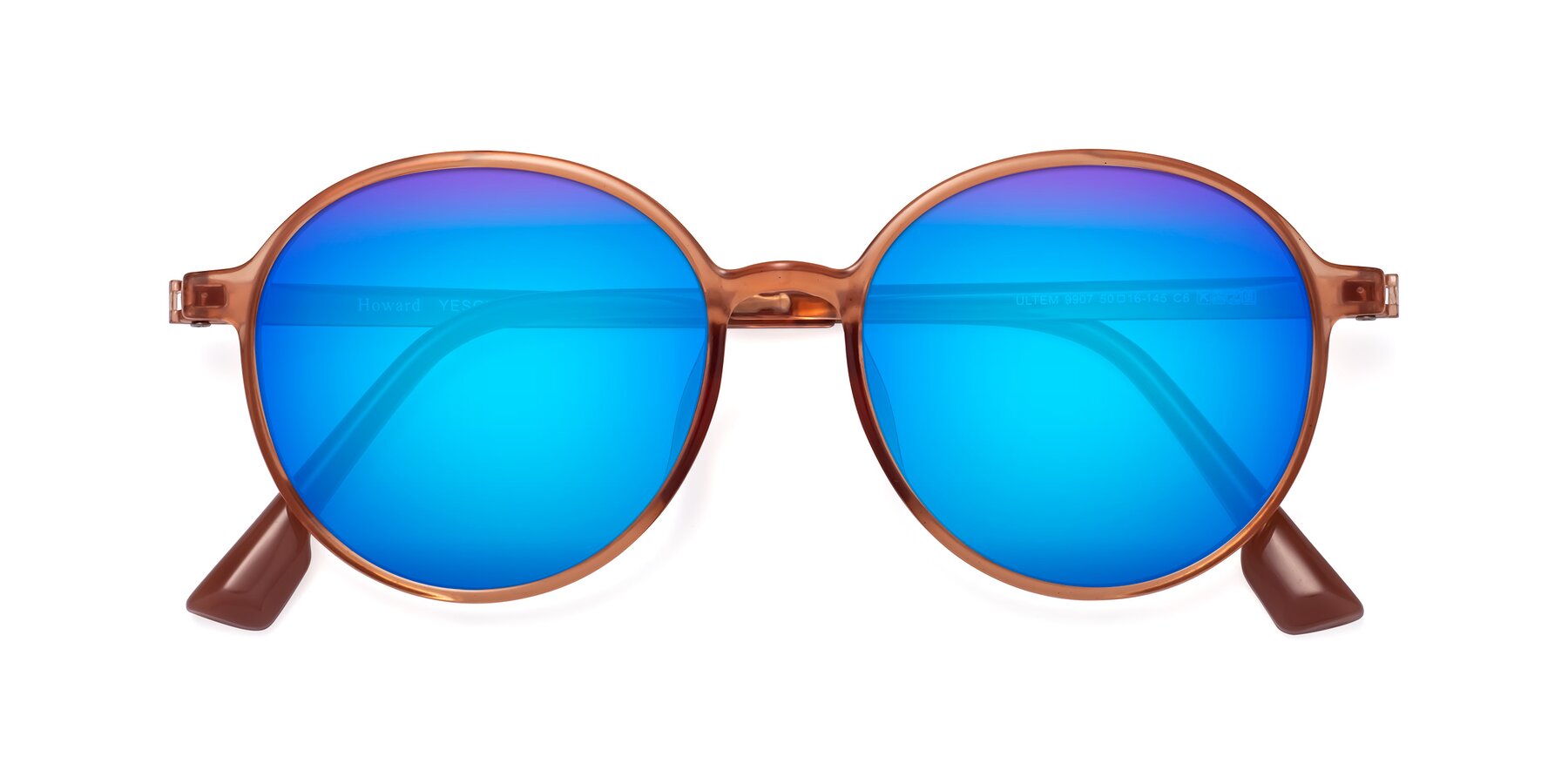 Folded Front of Howard in Coral with Blue Mirrored Lenses