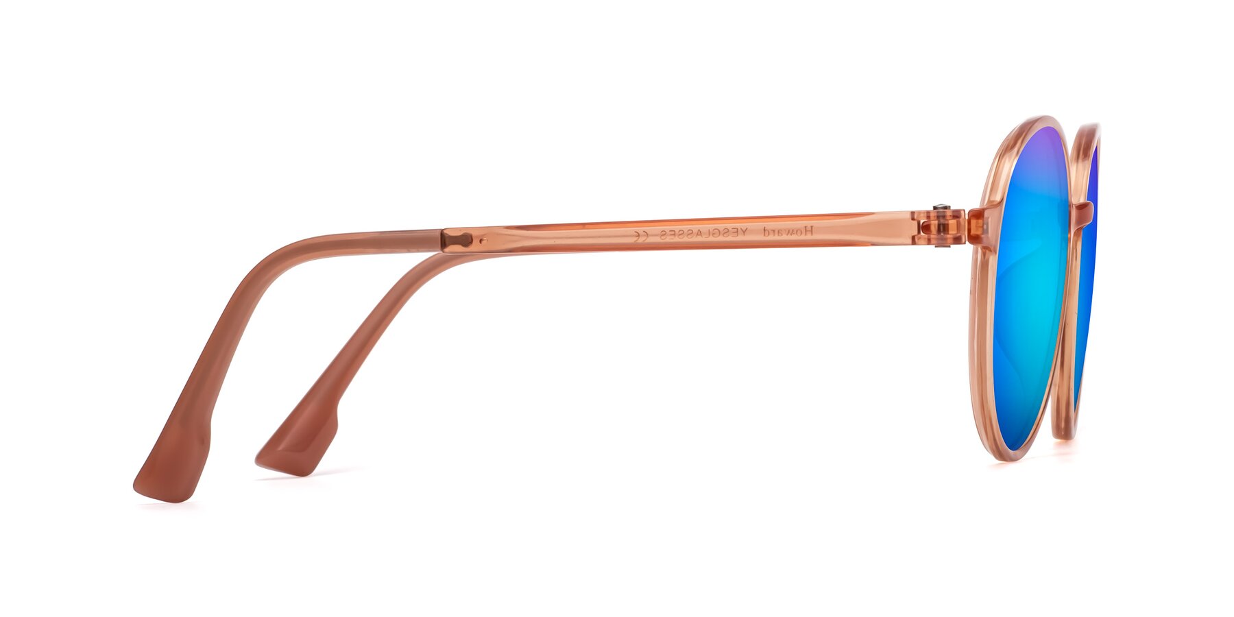 Side of Howard in Coral with Blue Mirrored Lenses