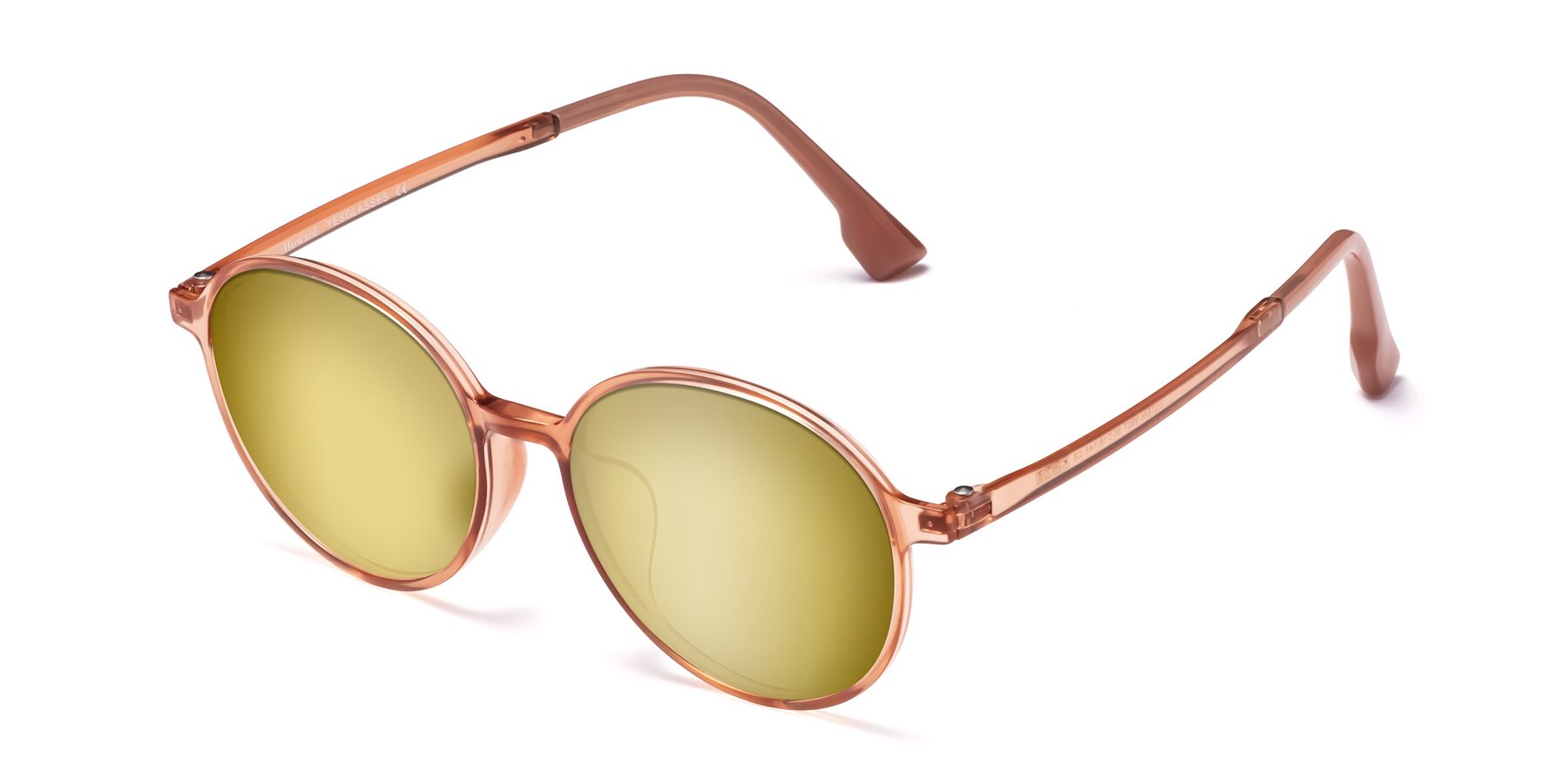 Angle of Howard in Coral with Gold Mirrored Lenses