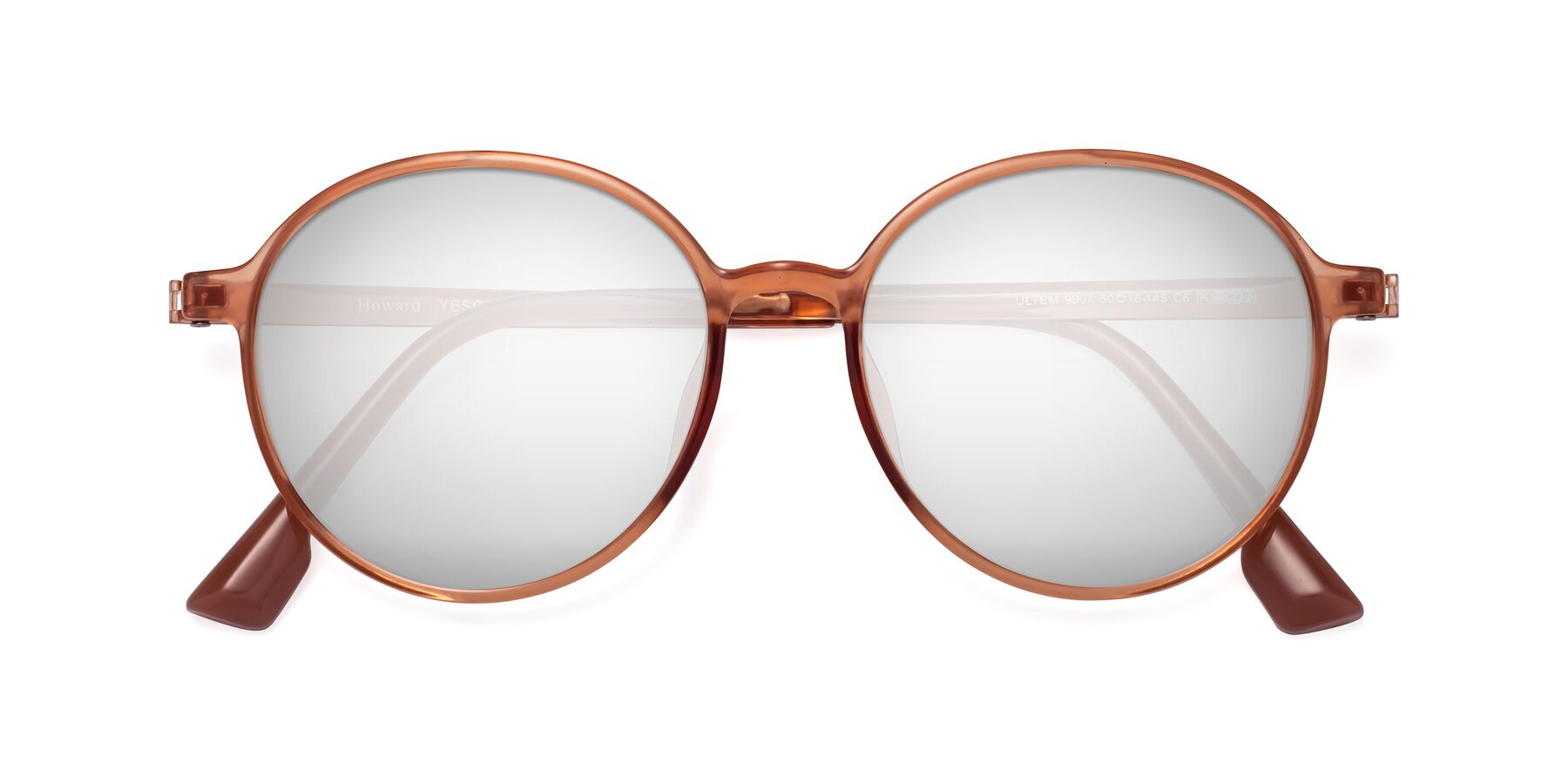 Folded Front of Howard in Coral with Silver Mirrored Lenses