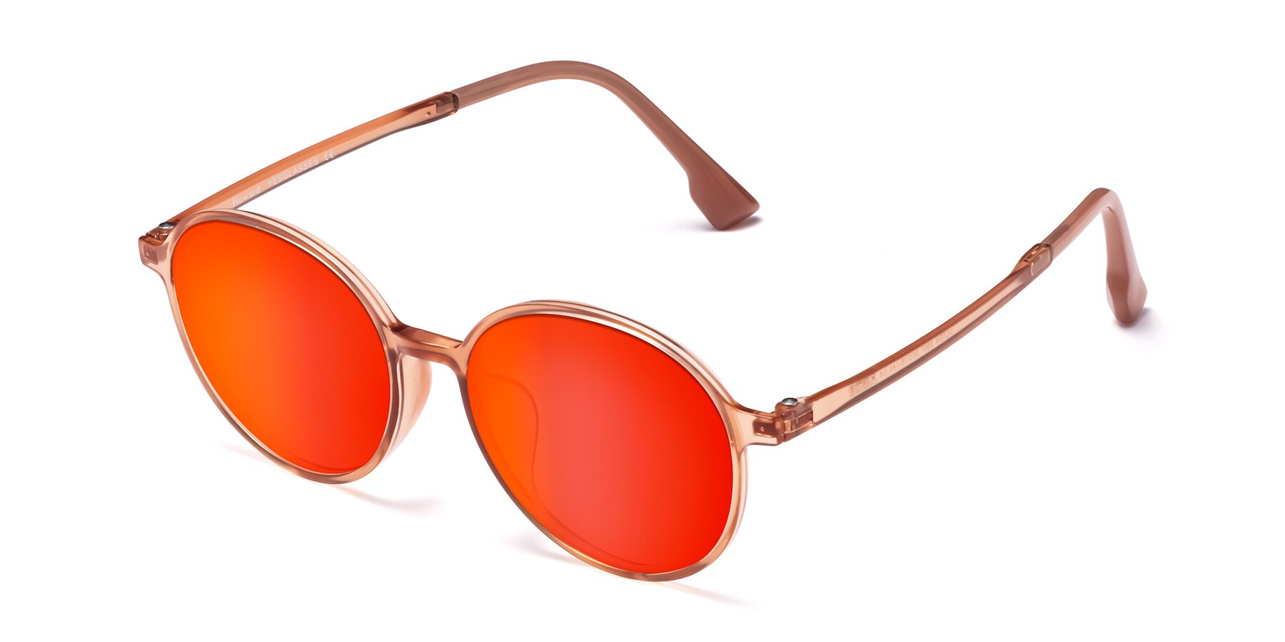 Angle of Howard in Coral with Red Gold Mirrored Lenses