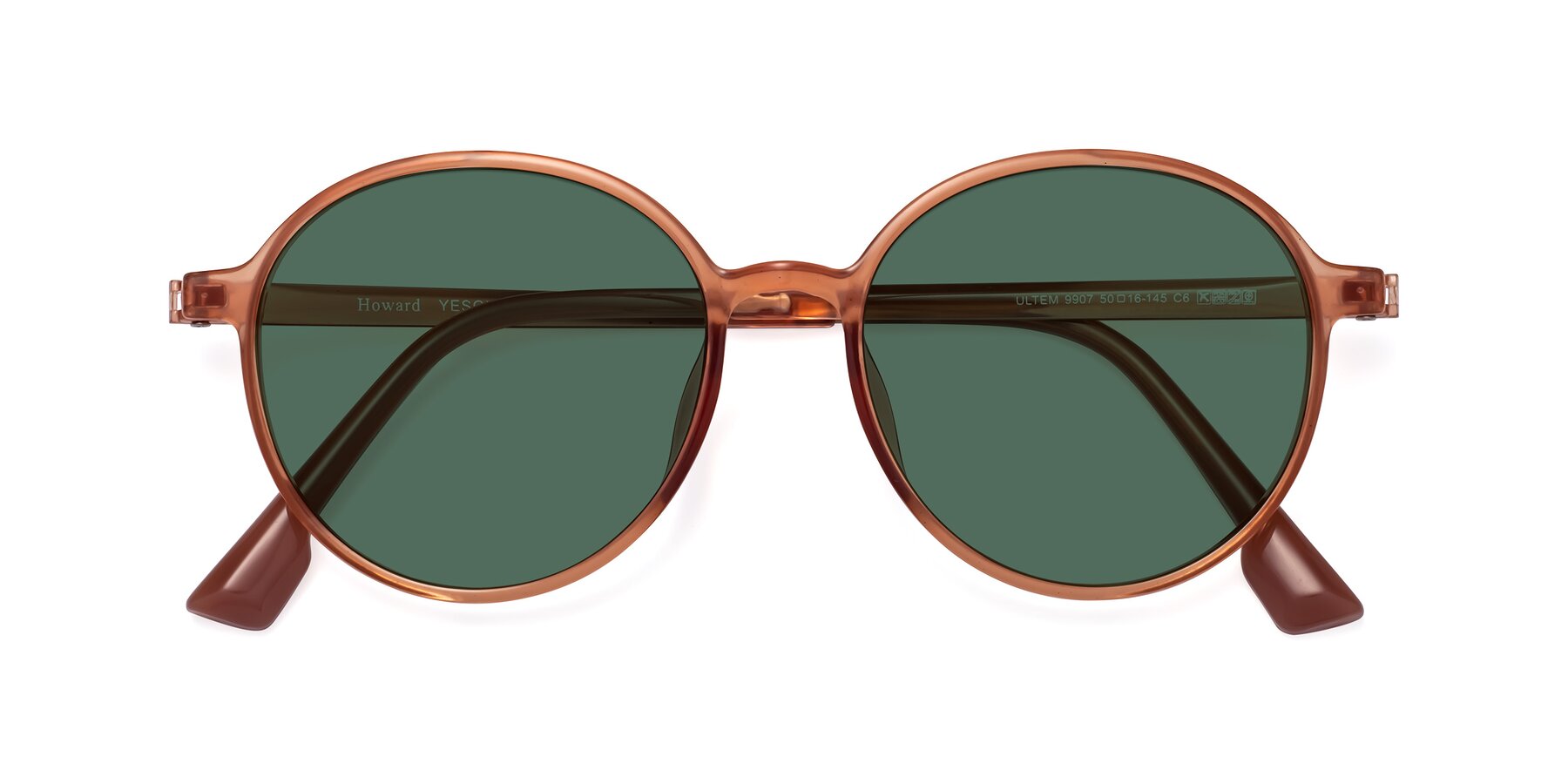 Folded Front of Howard in Coral with Green Polarized Lenses