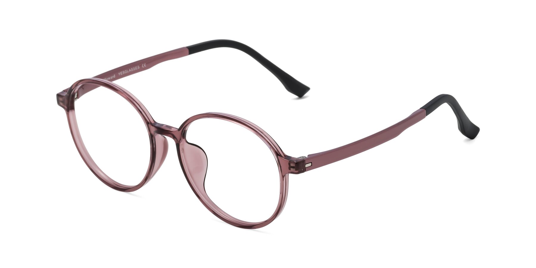 Angle of Howard in Burgundy with Clear Reading Eyeglass Lenses