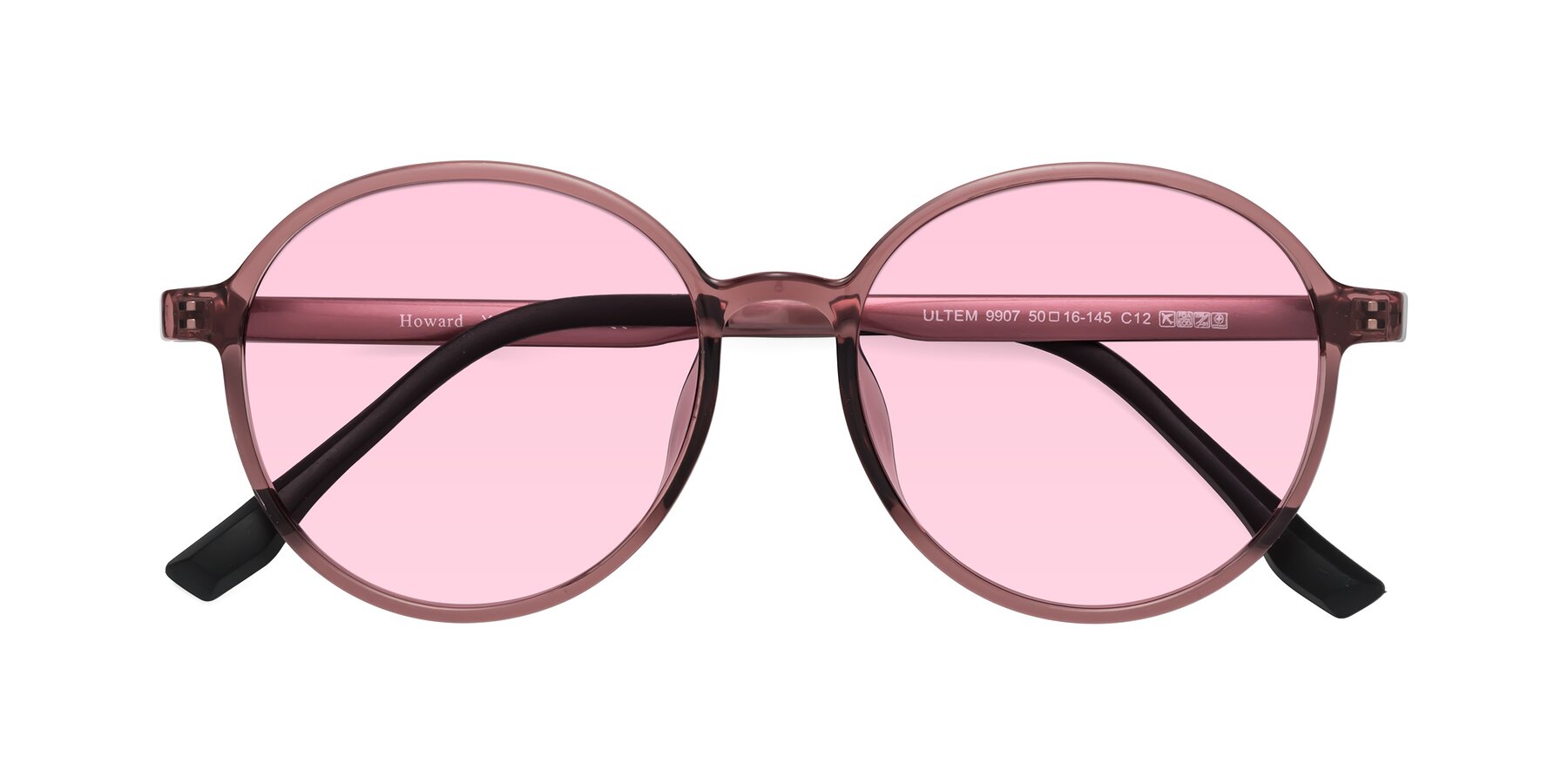 Folded Front of Howard in Burgundy with Light Pink Tinted Lenses