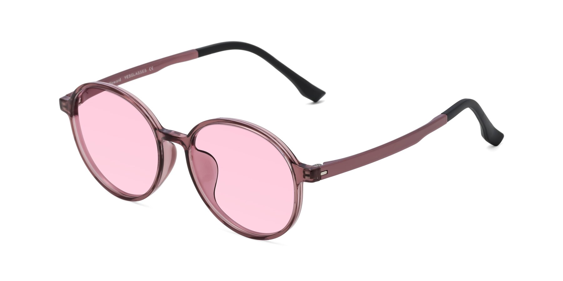 Angle of Howard in Burgundy with Light Pink Tinted Lenses