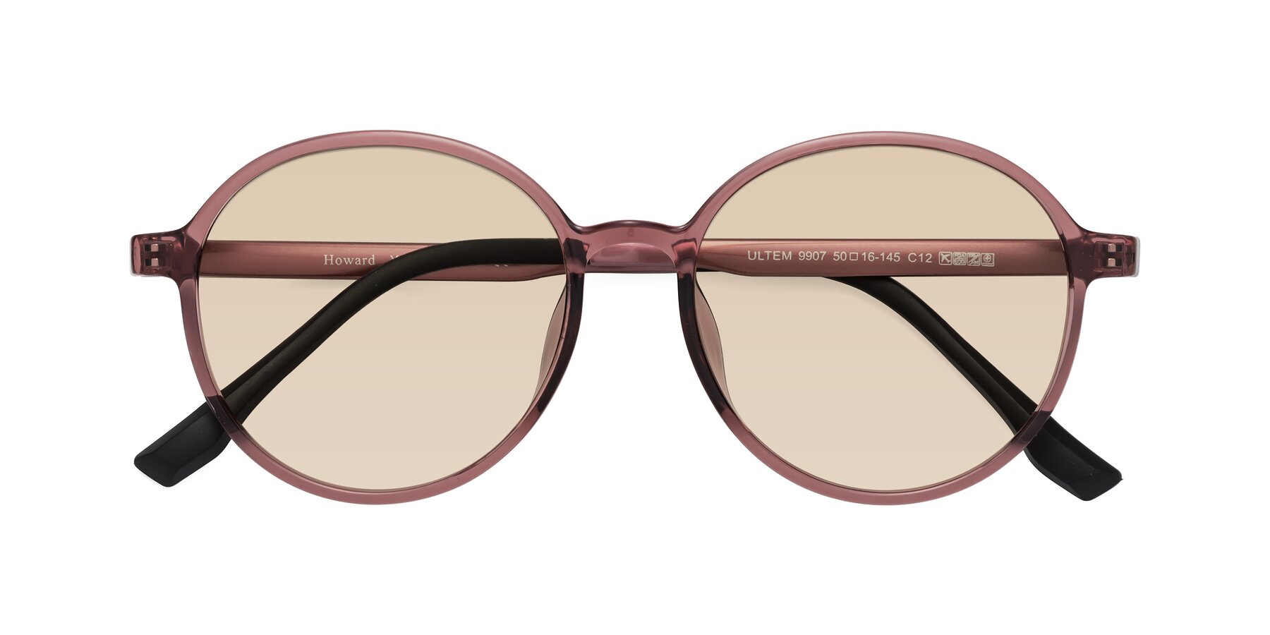 Folded Front of Howard in Burgundy with Light Brown Tinted Lenses