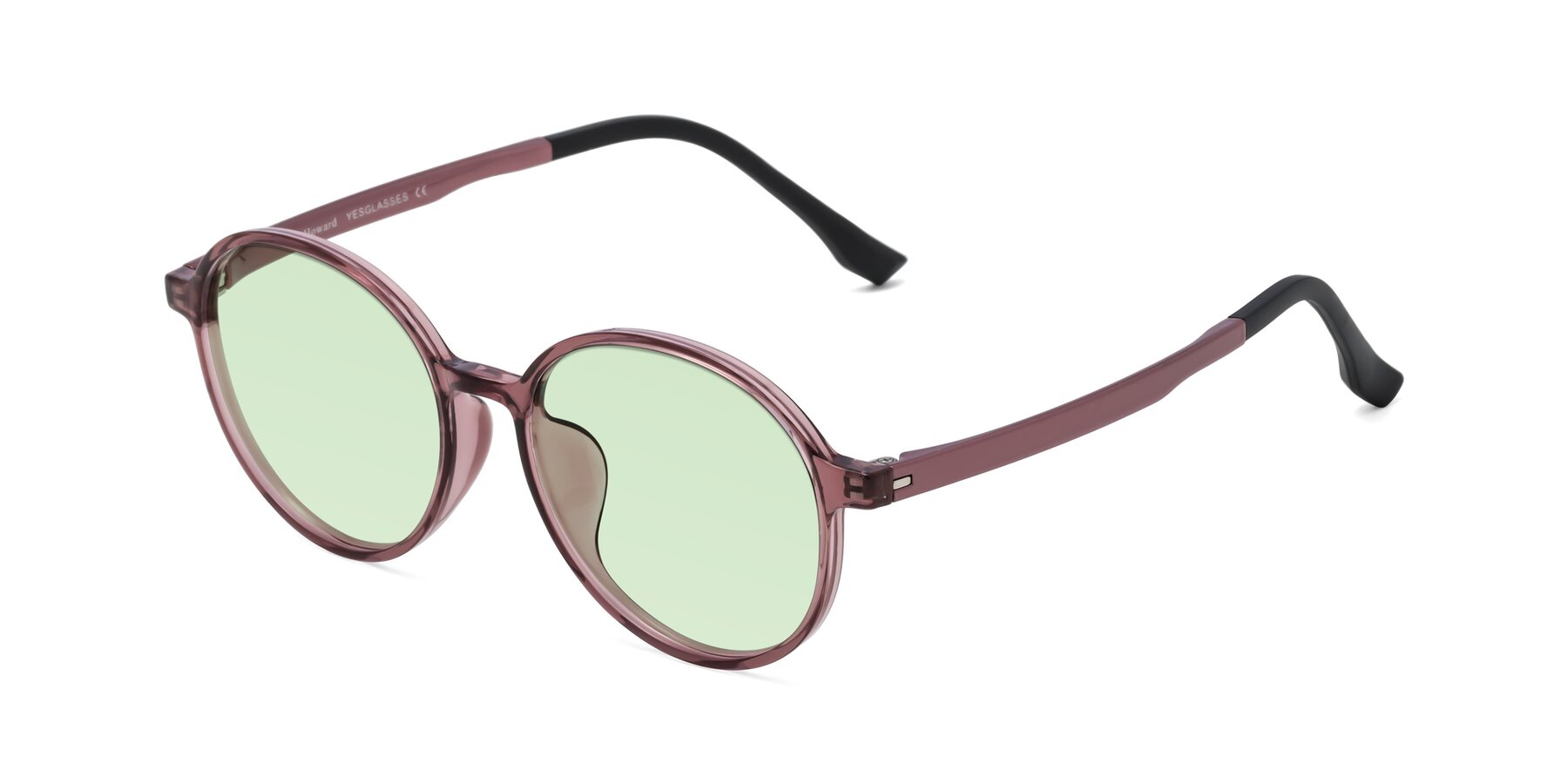 Angle of Howard in Burgundy with Light Green Tinted Lenses
