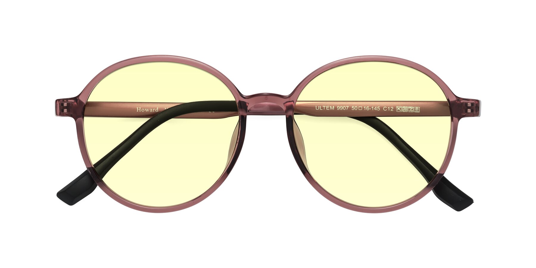 Folded Front of Howard in Burgundy with Light Yellow Tinted Lenses