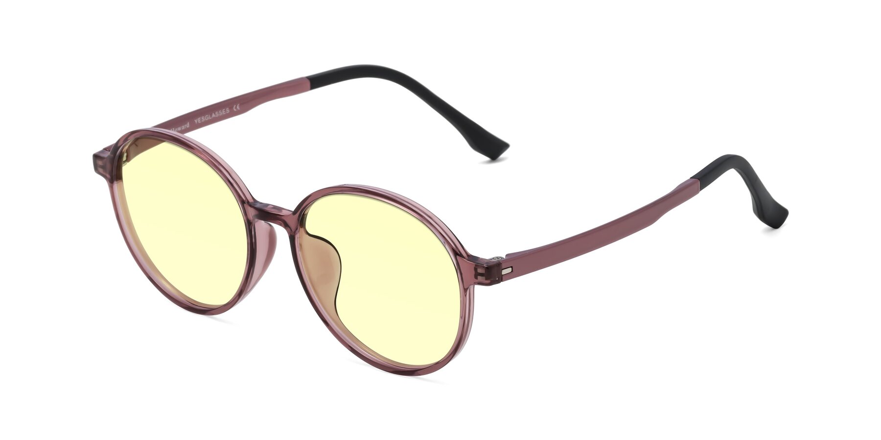 Angle of Howard in Burgundy with Light Yellow Tinted Lenses