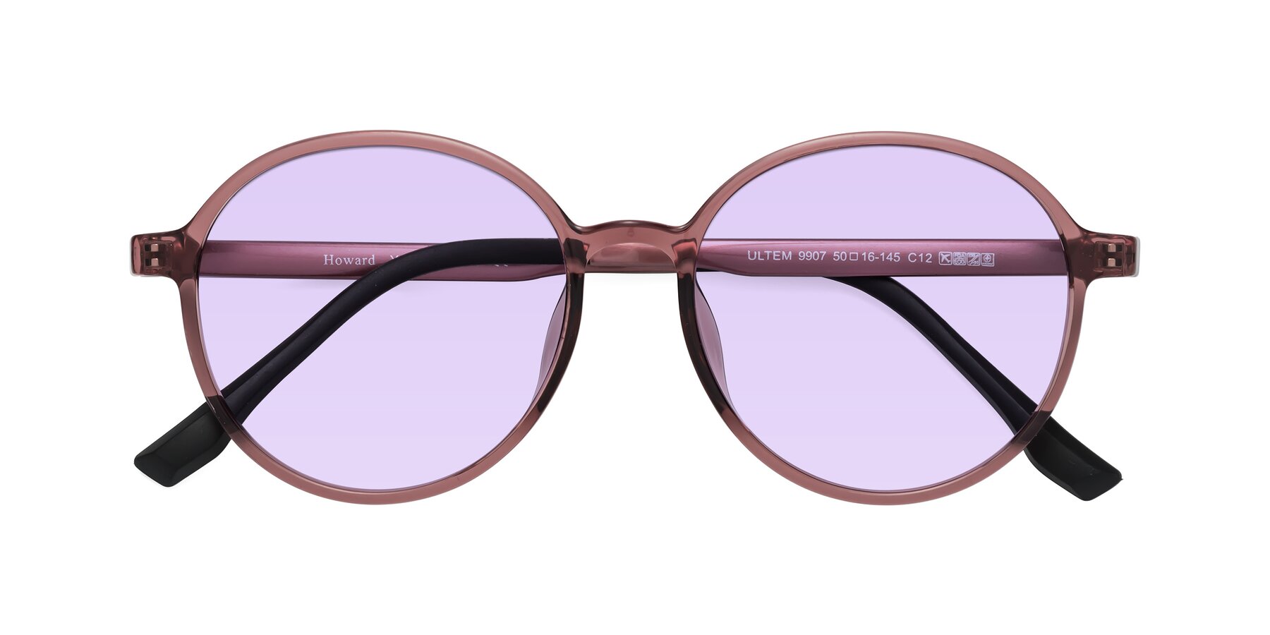 Folded Front of Howard in Burgundy with Light Purple Tinted Lenses