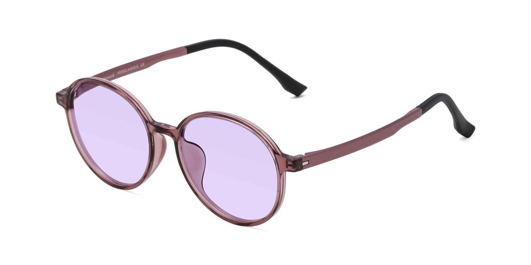 Angle of Howard in Burgundy with Light Purple Tinted Lenses