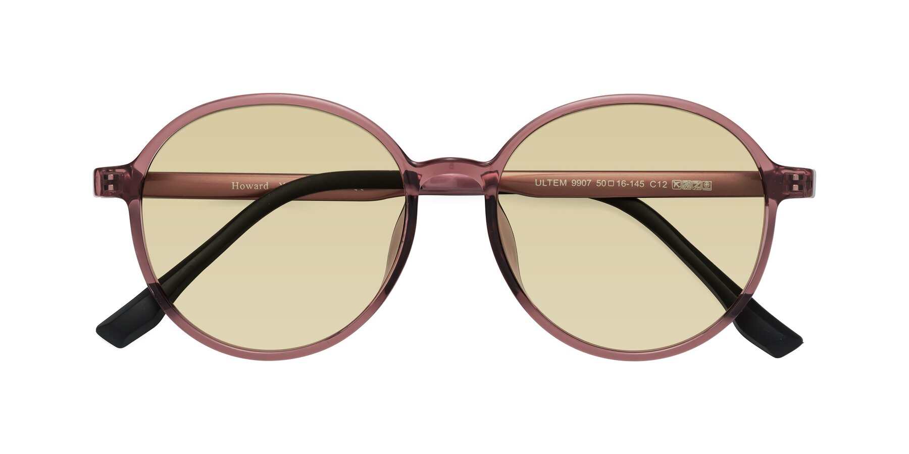 Folded Front of Howard in Burgundy with Light Champagne Tinted Lenses