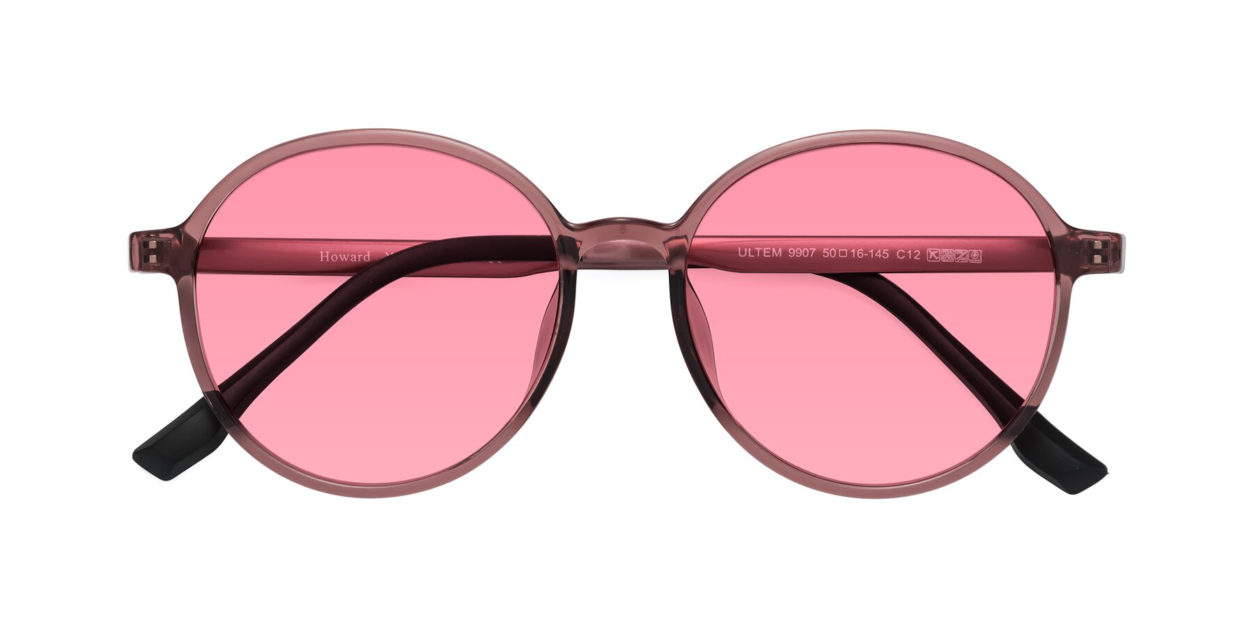 Folded Front of Howard in Burgundy with Pink Tinted Lenses