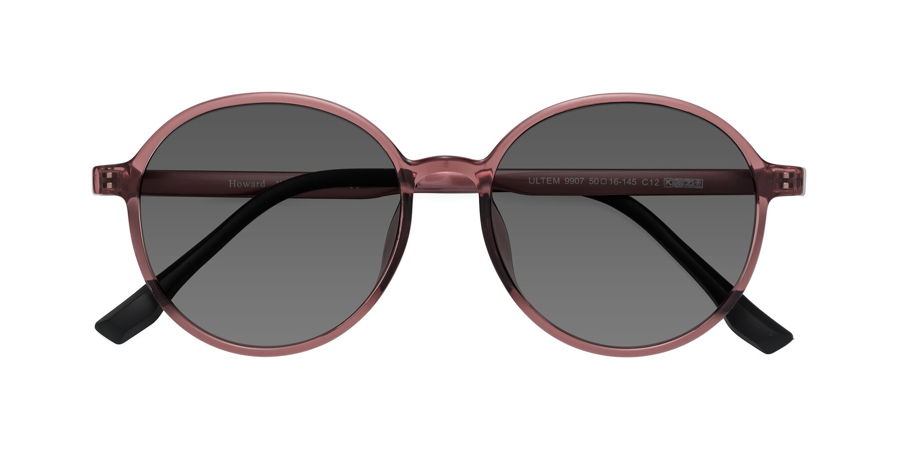 Folded Front of Howard in Burgundy with Medium Gray Tinted Lenses