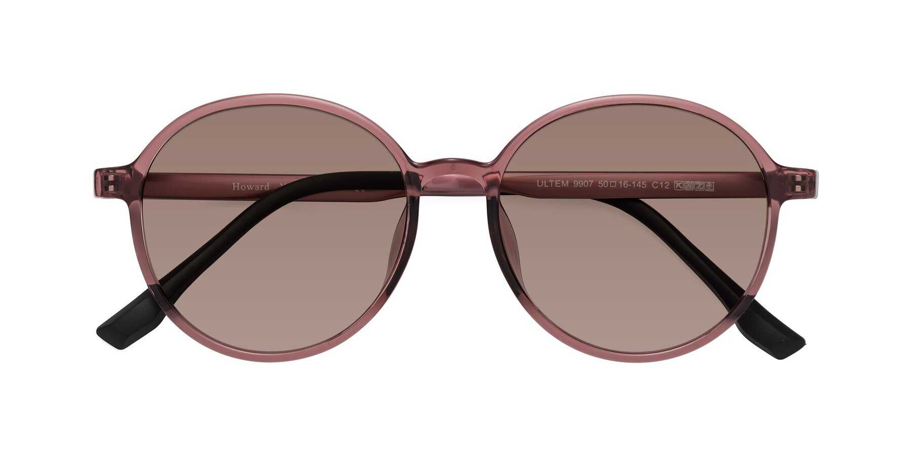 Folded Front of Howard in Burgundy with Medium Brown Tinted Lenses