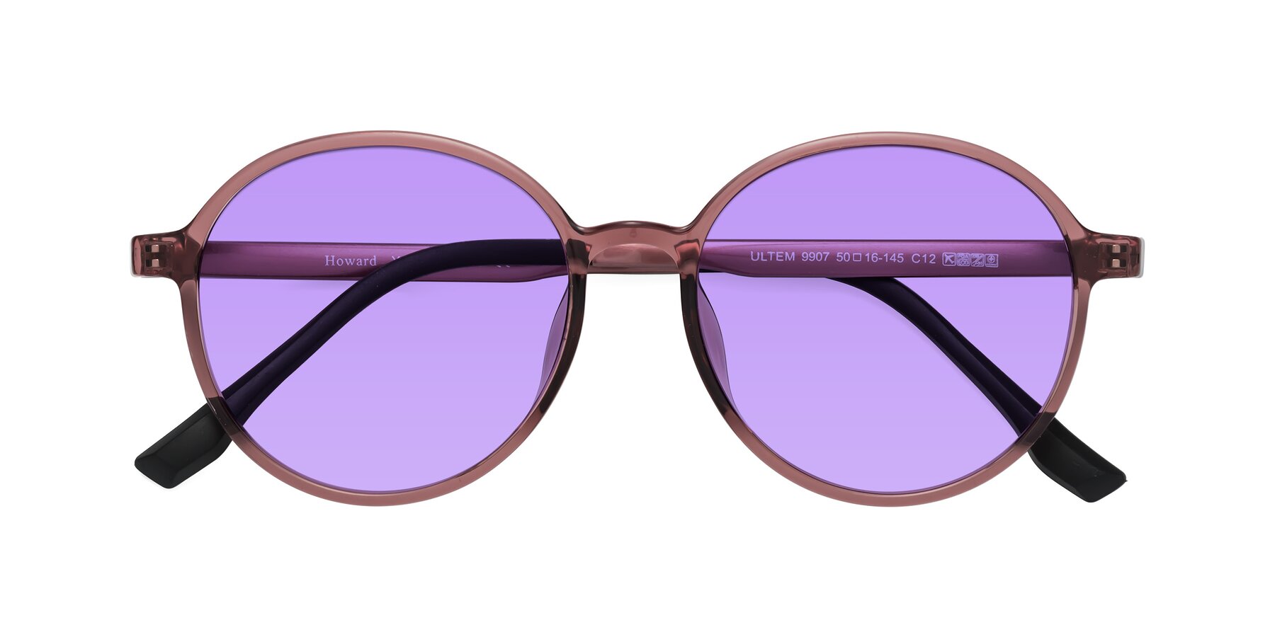 Folded Front of Howard in Burgundy with Medium Purple Tinted Lenses