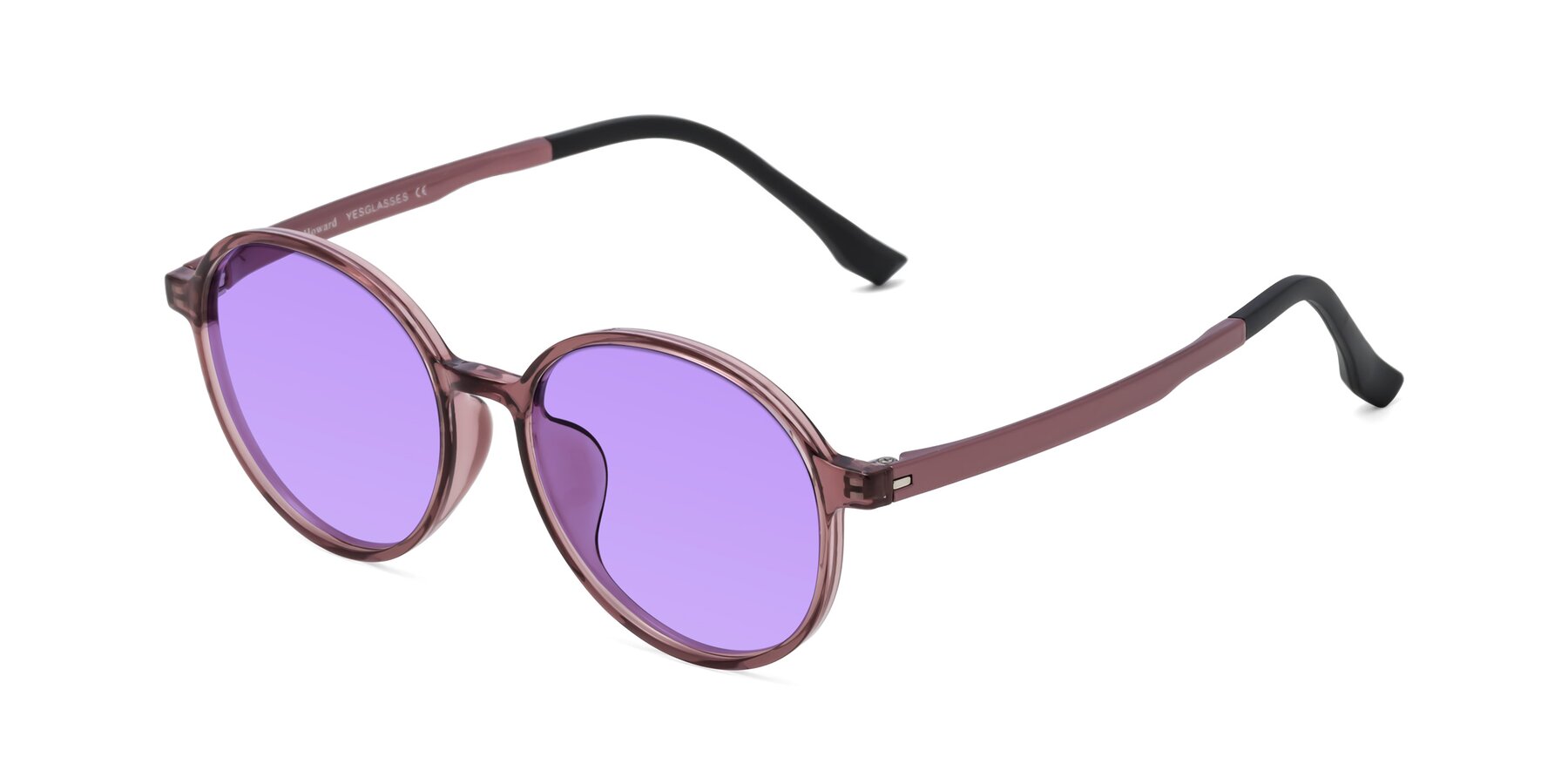 Angle of Howard in Burgundy with Medium Purple Tinted Lenses