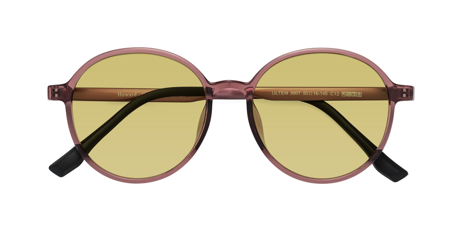 Folded Front of Howard in Burgundy with Medium Champagne Tinted Lenses