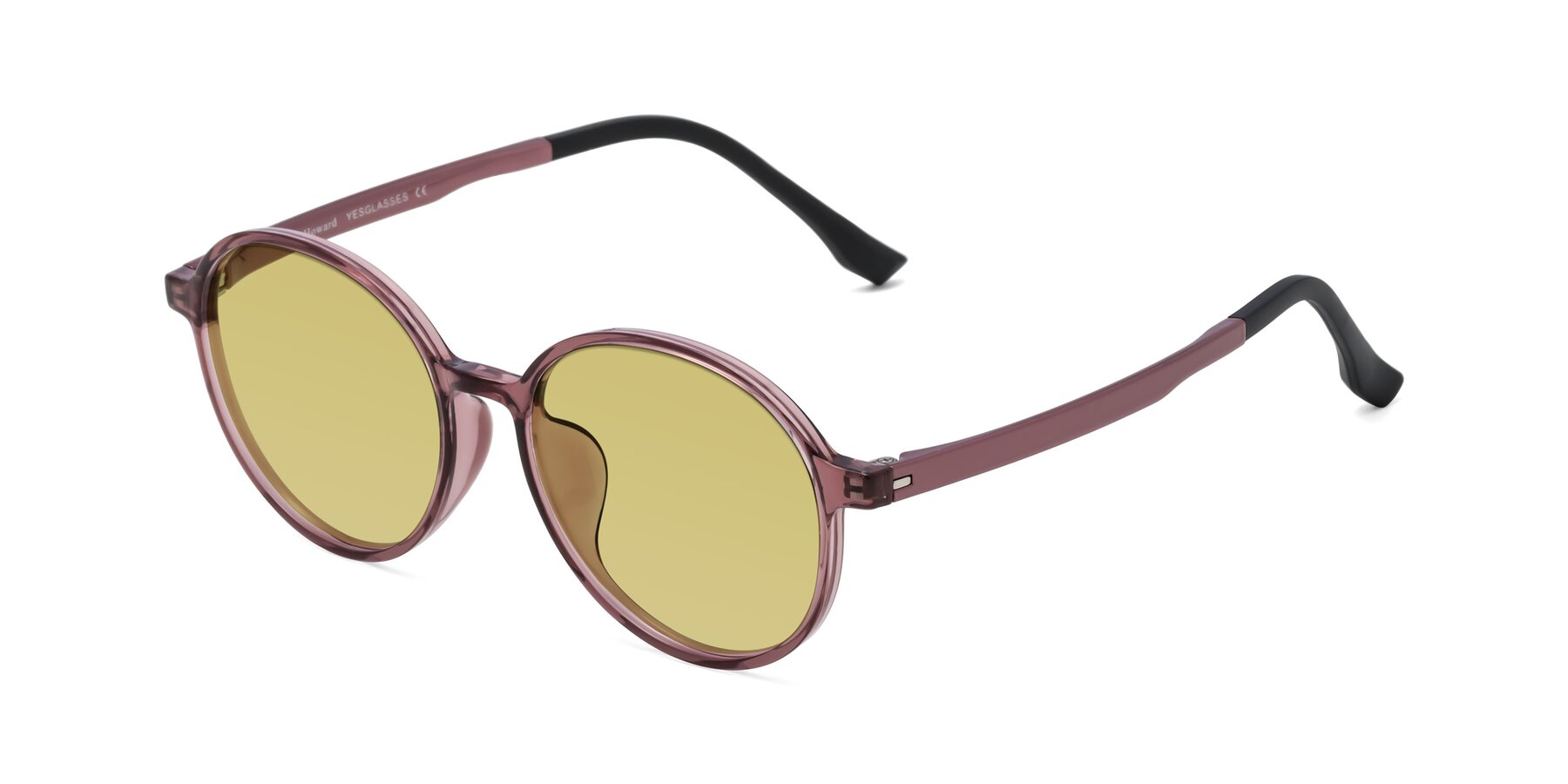 Angle of Howard in Burgundy with Medium Champagne Tinted Lenses