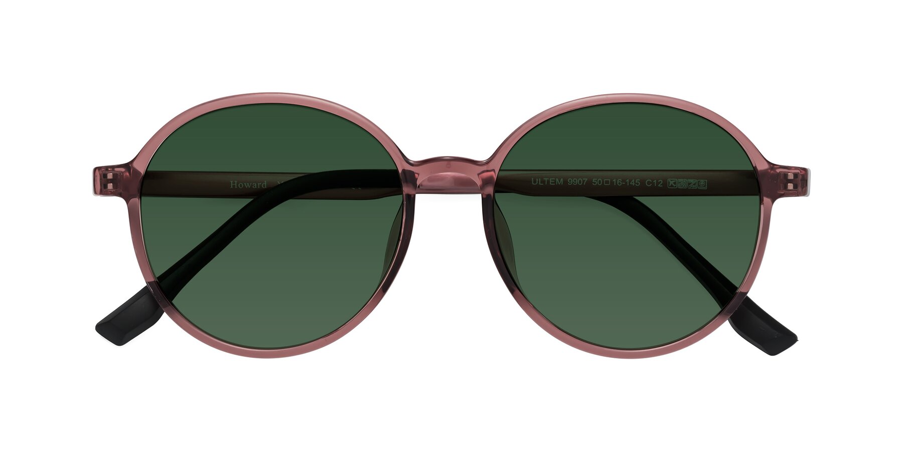 Folded Front of Howard in Burgundy with Green Tinted Lenses