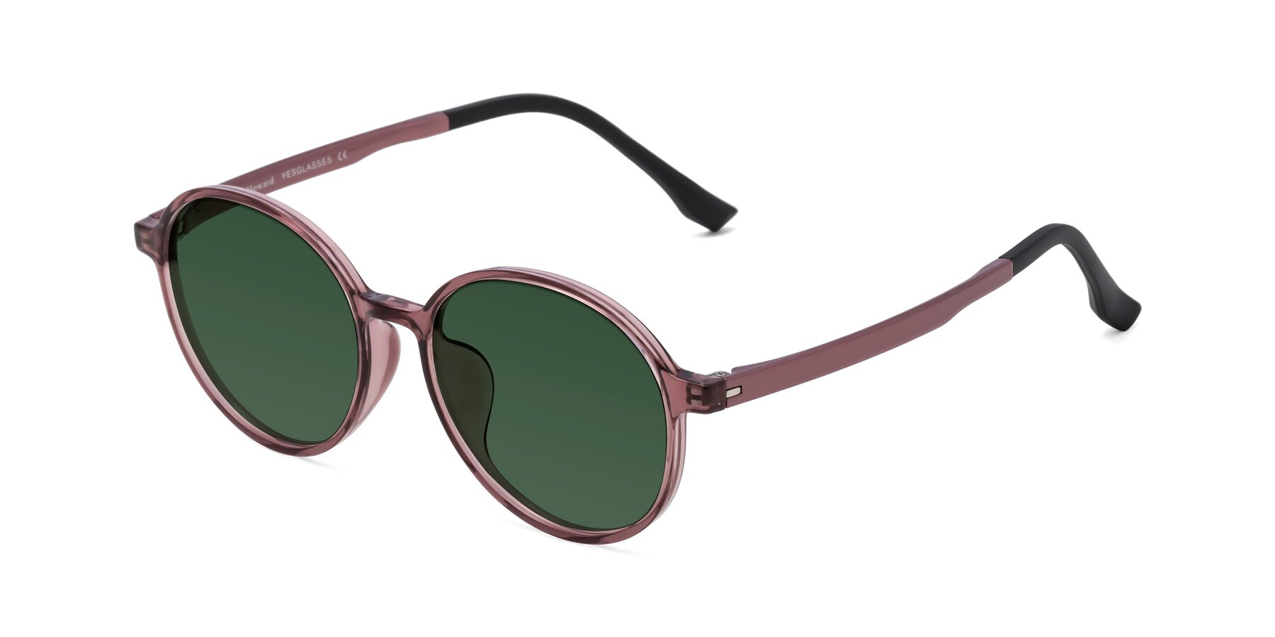 Angle of Howard in Burgundy with Green Tinted Lenses