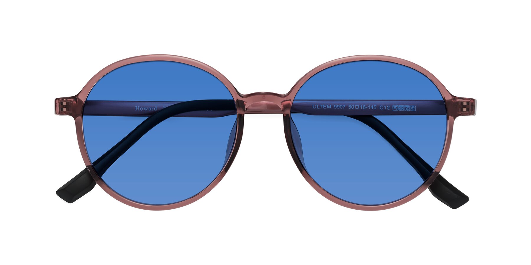 Folded Front of Howard in Burgundy with Blue Tinted Lenses