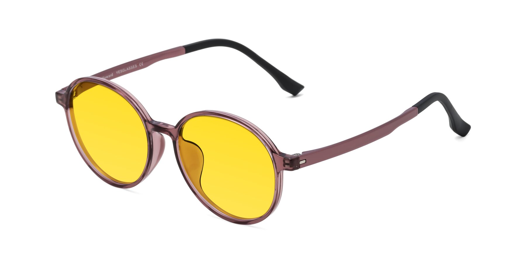 Angle of Howard in Burgundy with Yellow Tinted Lenses