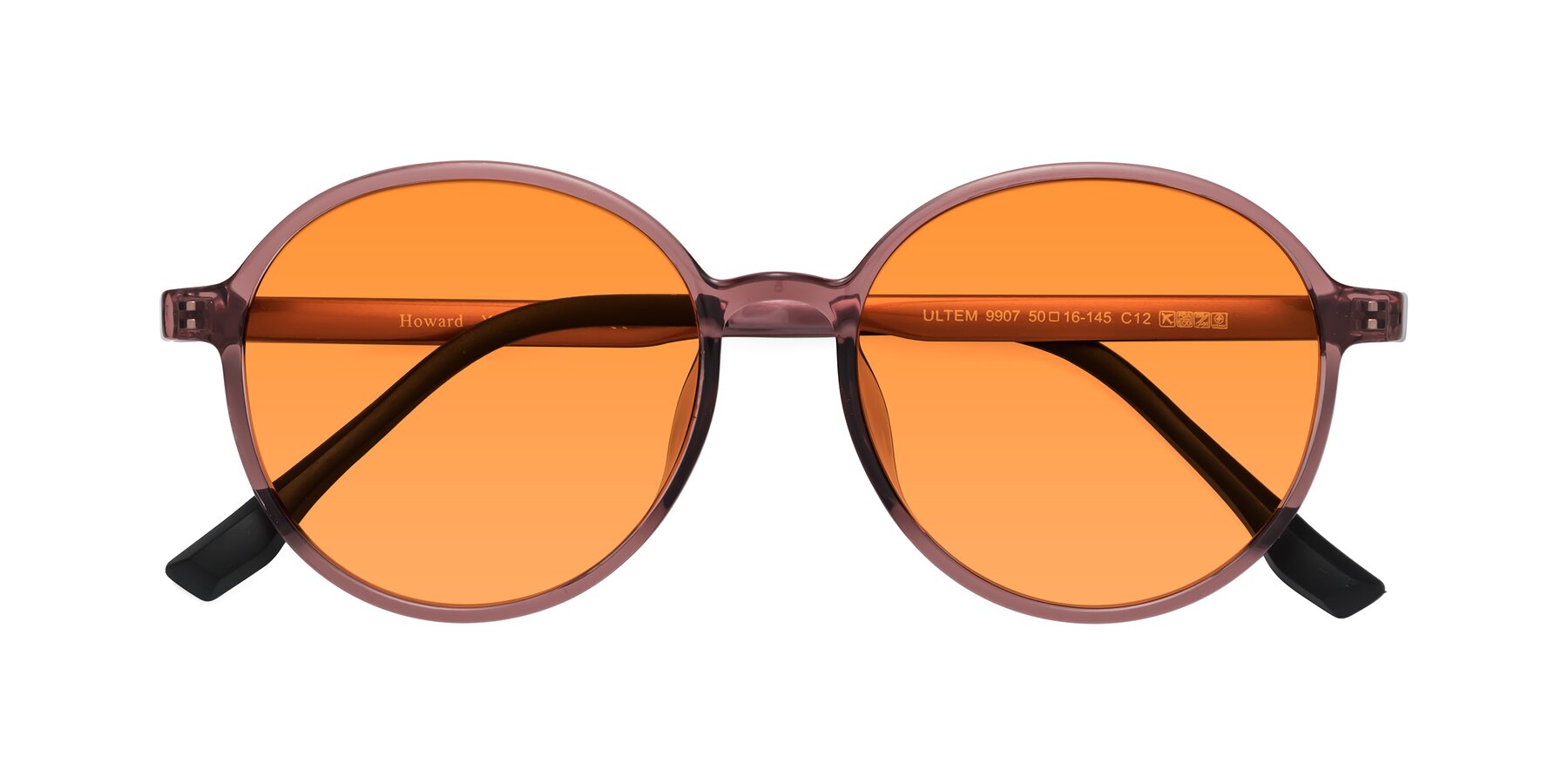 Folded Front of Howard in Burgundy with Orange Tinted Lenses