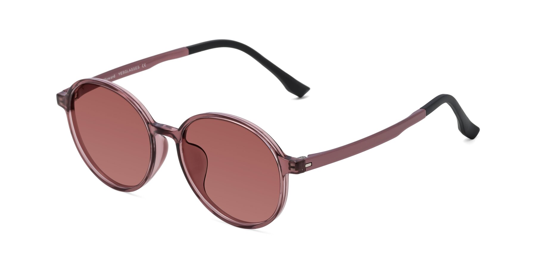 Angle of Howard in Burgundy with Garnet Tinted Lenses