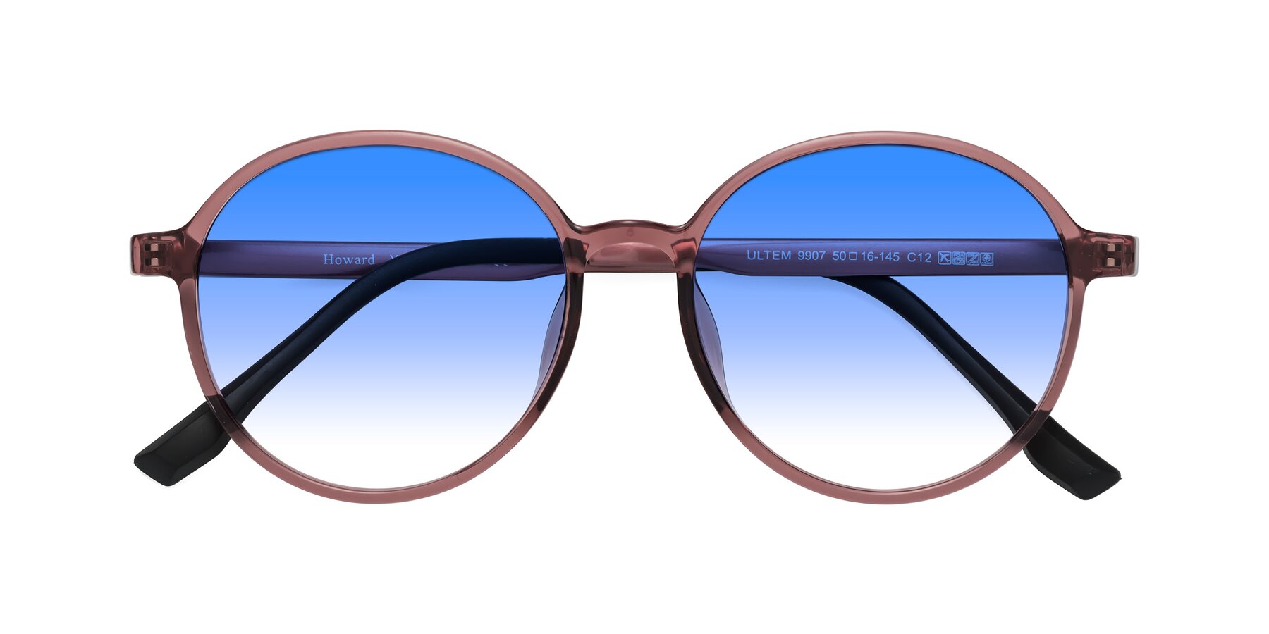 Folded Front of Howard in Burgundy with Blue Gradient Lenses