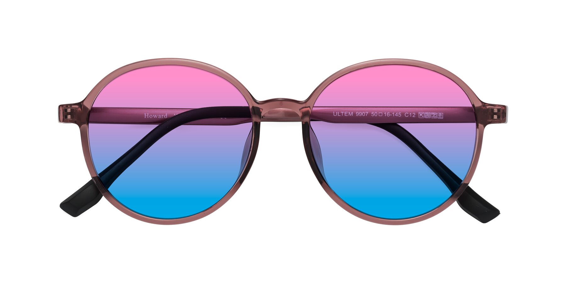 Folded Front of Howard in Burgundy with Pink / Blue Gradient Lenses