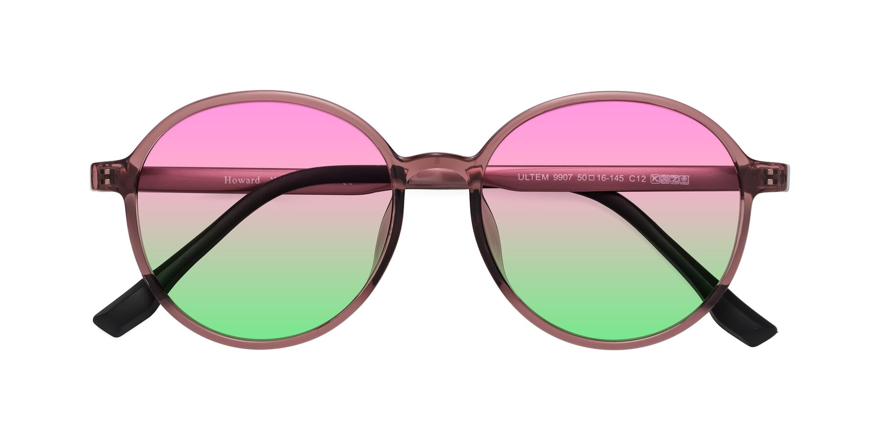 Folded Front of Howard in Burgundy with Pink / Green Gradient Lenses