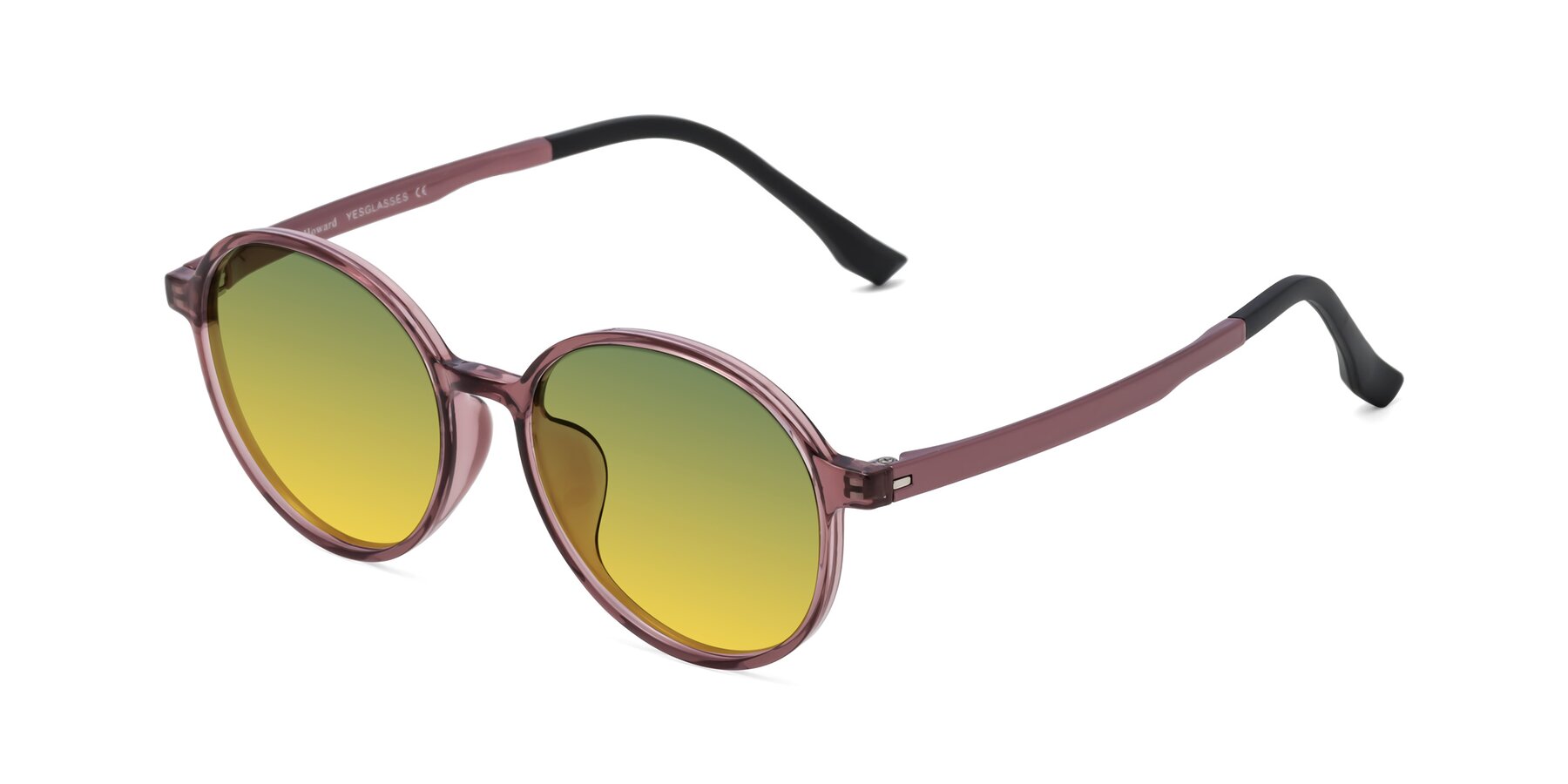 Angle of Howard in Burgundy with Green / Yellow Gradient Lenses