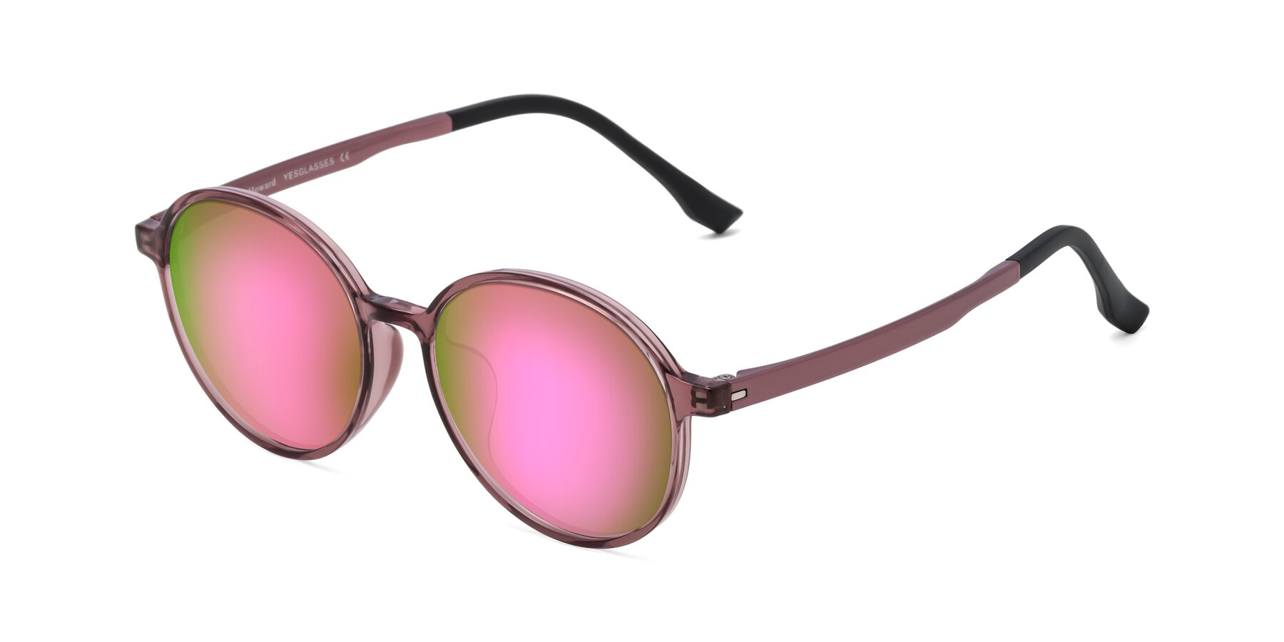 Angle of Howard in Burgundy with Pink Mirrored Lenses